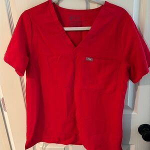 FIGS Red Scrub Top
